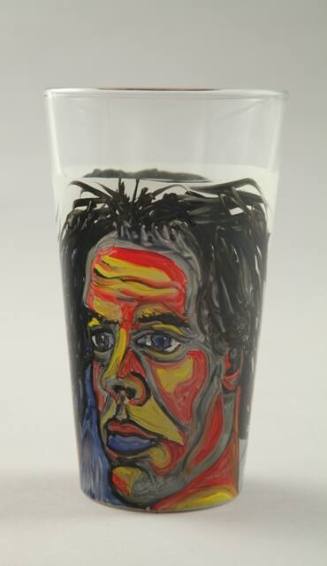 Untitled painted beer glass