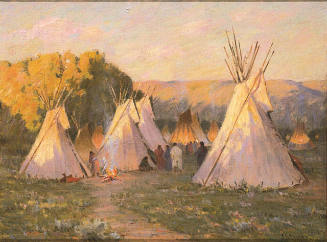 An Indian Encampment at Sunset