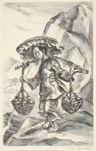 Woman with Carrying Pole and Baskets