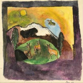Untitled (landscape with three deer)