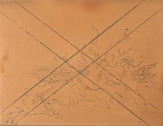 Cancelled copper plate for an etching of horses
