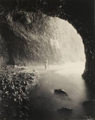 Peter Looking Towards the Sea--Cavern on North Face of Cape Meares, Tillamook Co., Oregon