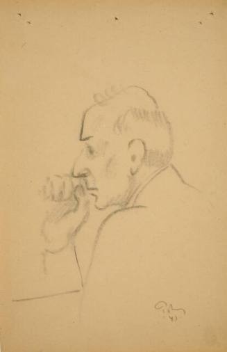 Sideview Man with Hand to Face