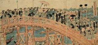 A Parade of Women Crossing Ryogoku Bridge