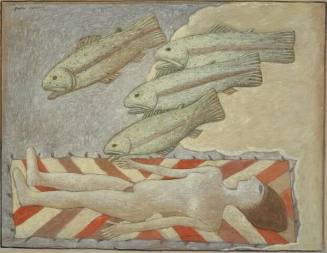 Four Fish and a Girl on a Blanket