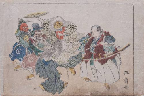 Demons or ghosts and two men competing