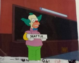 Untitled (Krusty the Clown with "Seattle" sign)