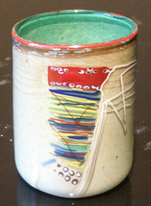 Windsor Green Cylinder with Indian Red Drawing