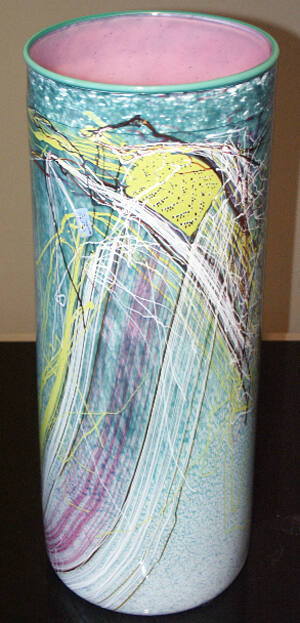 Cobalt Violet Cylinder with Naple Yellow Drawings